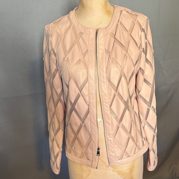 Elegant Pink Geometric Women's Jacket - Picture 1 of 7